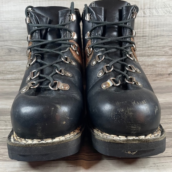 Vintage Kastinger Hiking Boots Black Leather Mountain Vibram Lace Up Size 6.5 - Picture 5 of 10